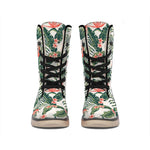 Blossom Tropical Leaves Pattern Print Winter Boots