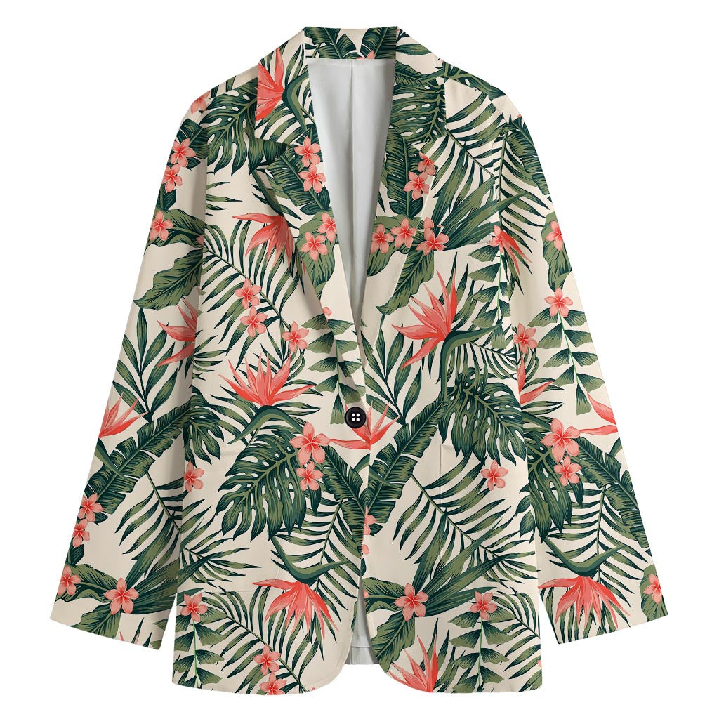 Blossom Tropical Leaves Pattern Print Women's Blazer
