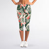 Blossom Tropical Leaves Pattern Print Women's Capri Leggings