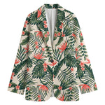 Blossom Tropical Leaves Pattern Print Women's Cotton Blazer
