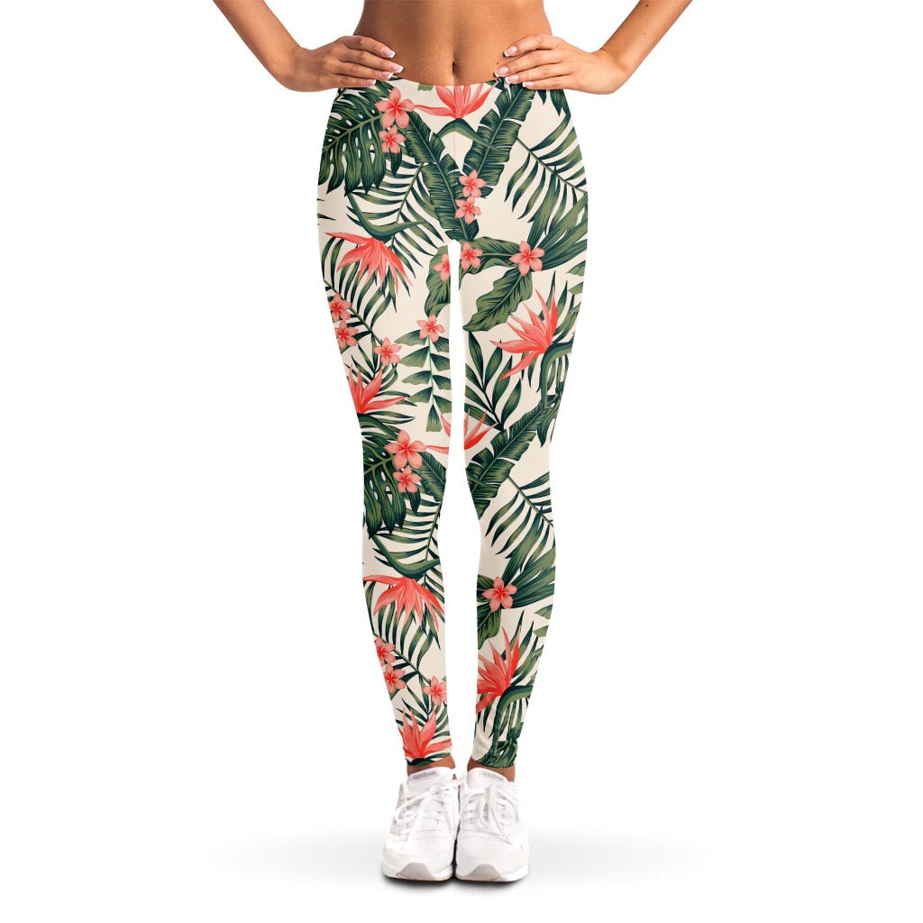 Blossom Tropical Leaves Pattern Print Women's Leggings