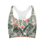 Blossom Tropical Leaves Pattern Print Women's Sports Bra