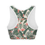 Blossom Tropical Leaves Pattern Print Women's Sports Bra