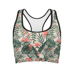 Blossom Tropical Leaves Pattern Print Women's Sports Bra