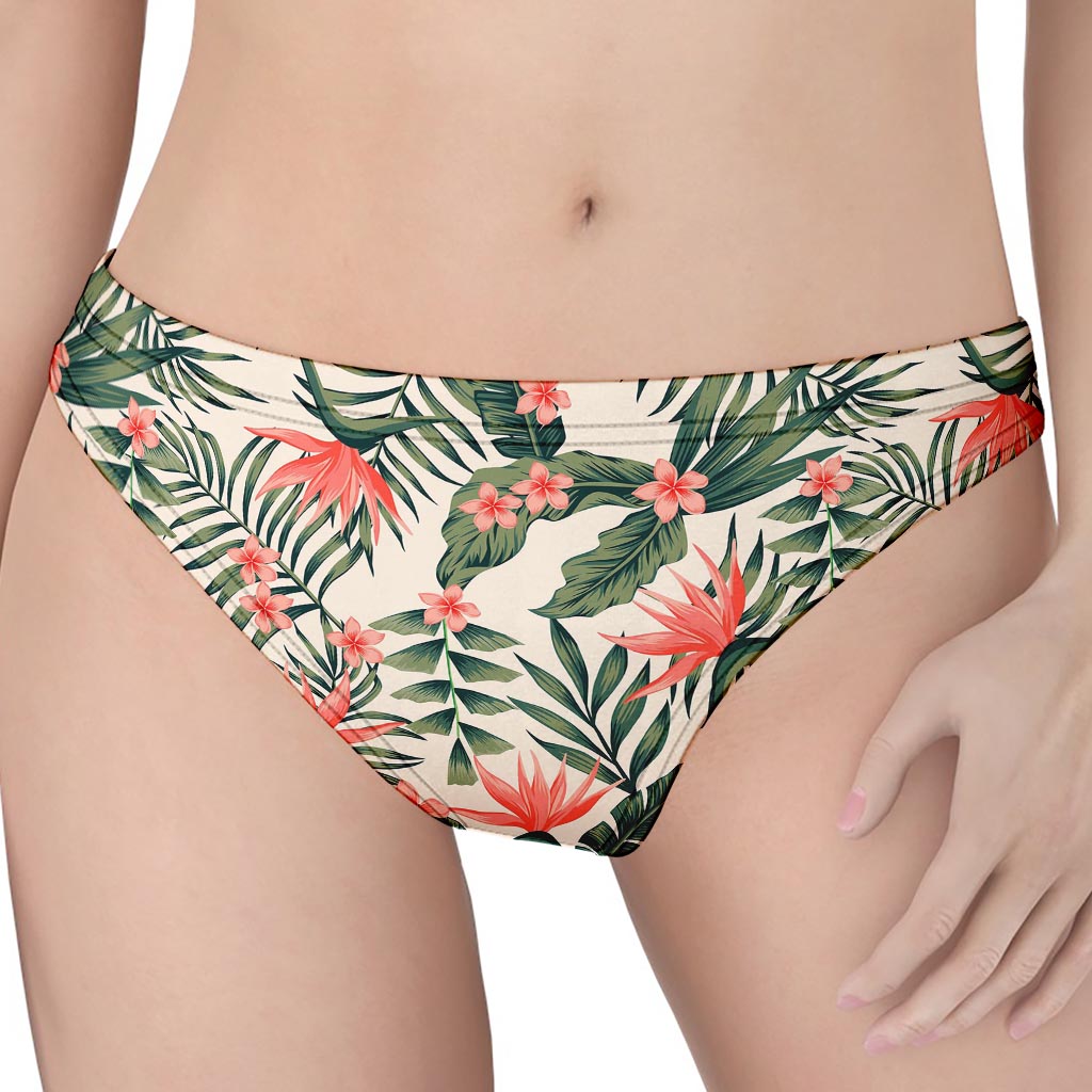 Blossom Tropical Leaves Pattern Print Women's Thong