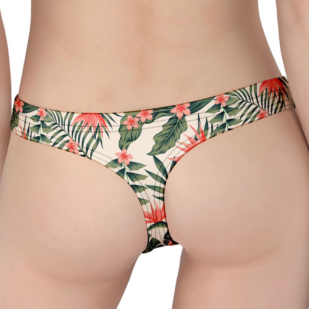 Blossom Tropical Leaves Pattern Print Women's Thong