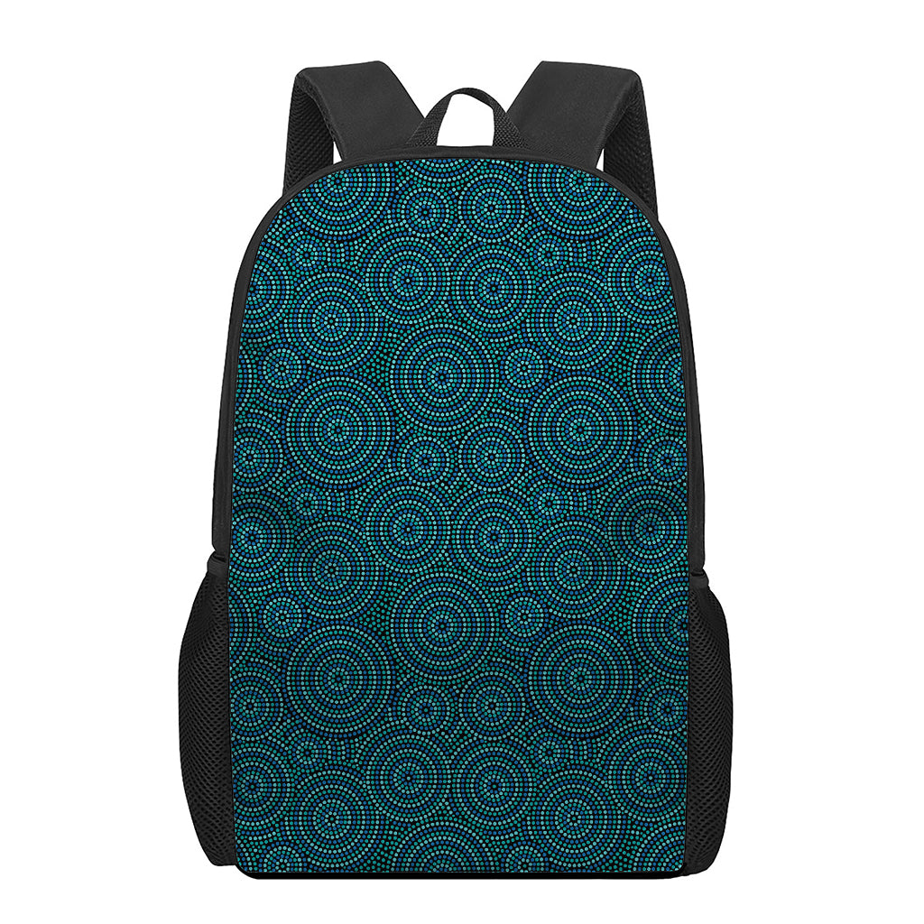 Blue Aboriginal Dot Pattern Print 17 Inch Backpack