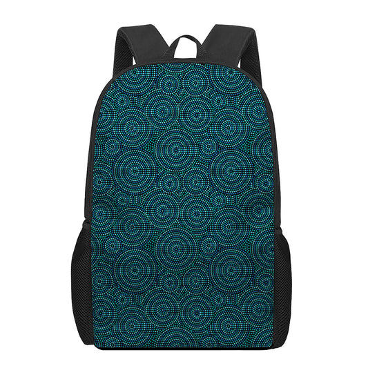 Blue Aboriginal Dot Pattern Print 17 Inch Backpack