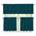 Blue Aboriginal Dot Pattern Print 3 Piece Kitchen Curtains