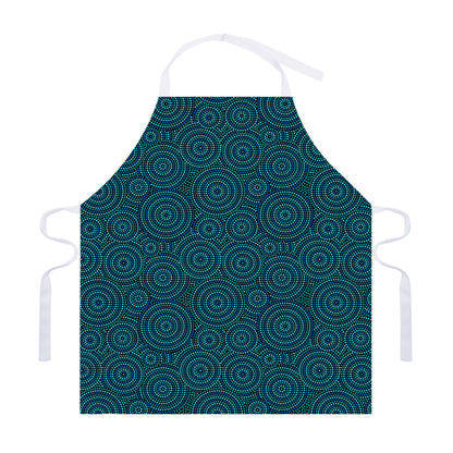 Blue Aboriginal Dot Pattern Print Adjustable Apron