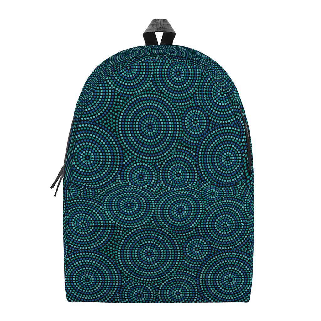 Blue Aboriginal Dot Pattern Print Backpack