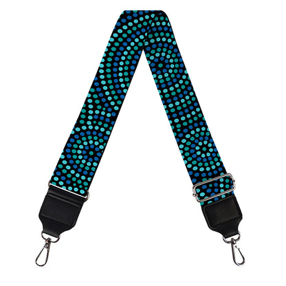 Blue Aboriginal Dot Pattern Print Bag Strap