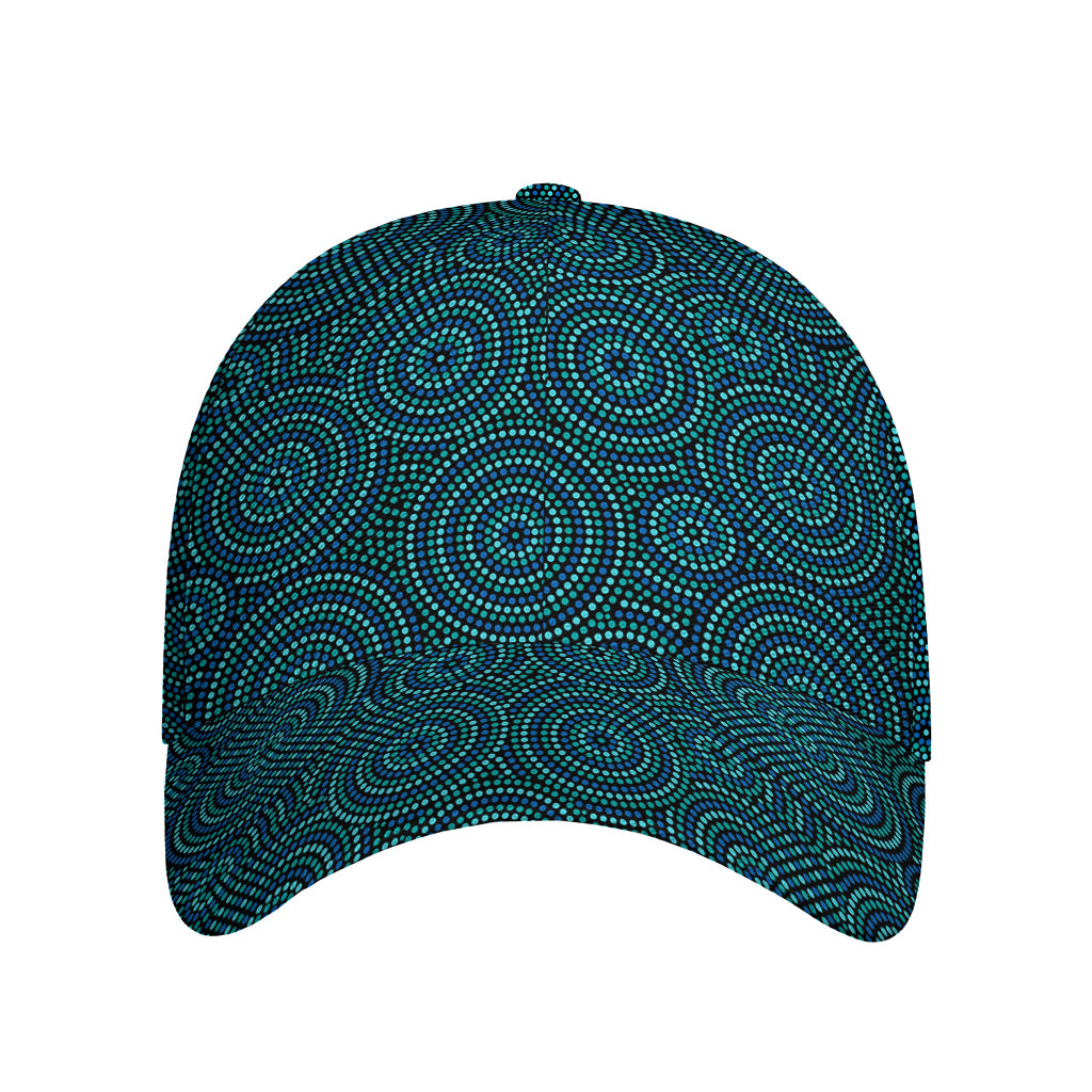 Blue Aboriginal Dot Pattern Print Baseball Cap