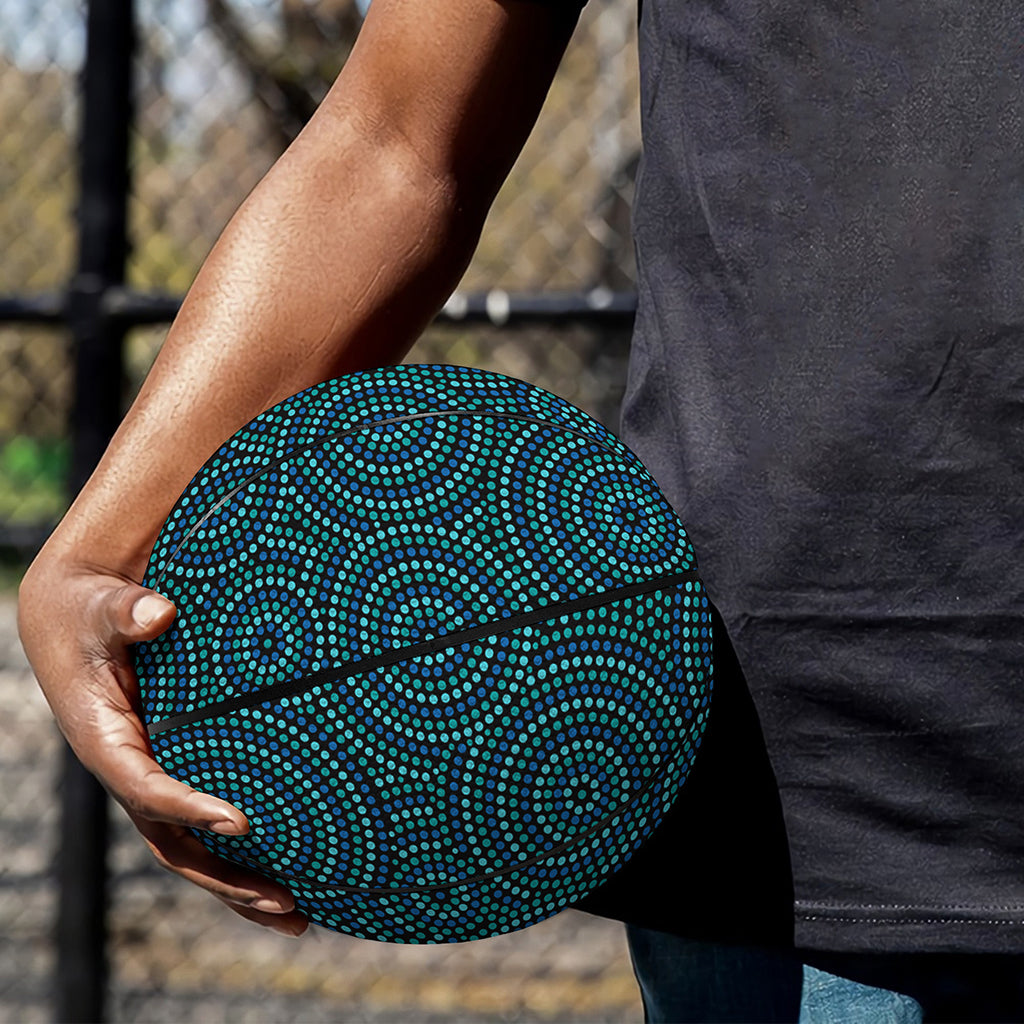 Blue Aboriginal Dot Pattern Print Basketball