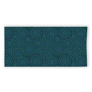 Blue Aboriginal Dot Pattern Print Beach Towel