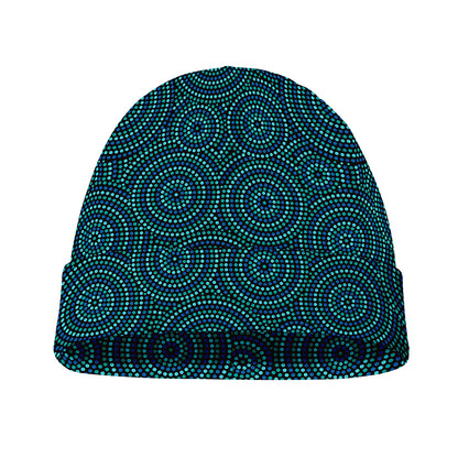 Blue Aboriginal Dot Pattern Print Beanie