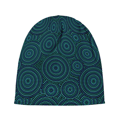Blue Aboriginal Dot Pattern Print Beanie
