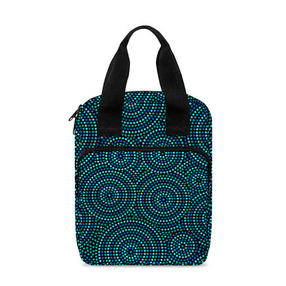 Blue Aboriginal Dot Pattern Print Bible Tote Bag