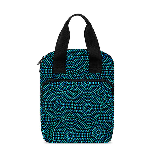 Blue Aboriginal Dot Pattern Print Bible Tote Bag