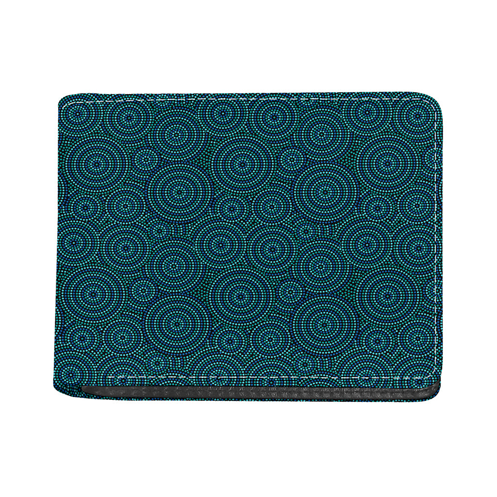 Blue Aboriginal Dot Pattern Print Bifold Wallet