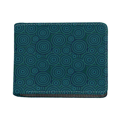 Blue Aboriginal Dot Pattern Print Bifold Wallet