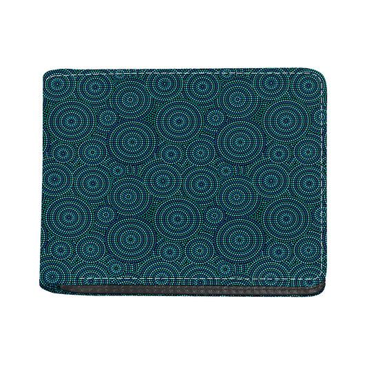 Blue Aboriginal Dot Pattern Print Bifold Wallet