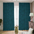 Blue Aboriginal Dot Pattern Print Dimout Pencil Pleat Curtains
