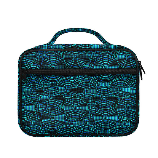 Blue Aboriginal Dot Pattern Print Briefcase Bible Bag