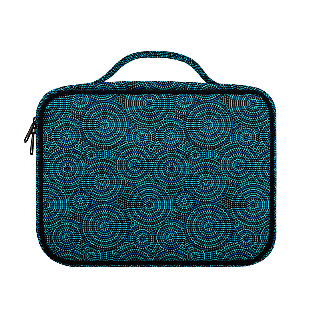 Blue Aboriginal Dot Pattern Print Briefcase Bible Bag