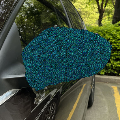 Blue Aboriginal Dot Pattern Print Car Side Mirror Covers