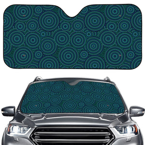 Blue Aboriginal Dot Pattern Print Car Windshield Sun Shade