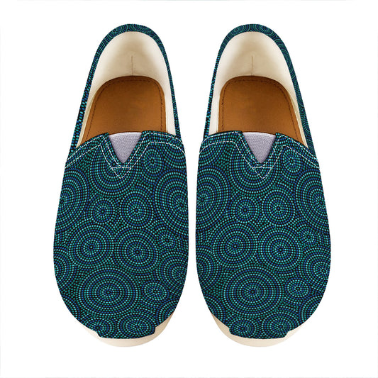 Blue Aboriginal Dot Pattern Print Casual Shoes
