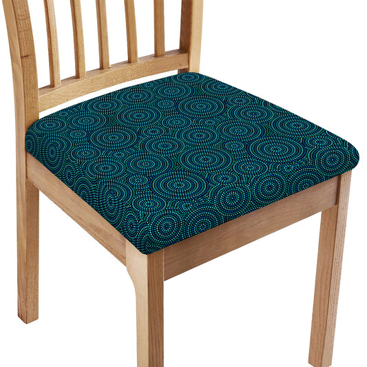 Blue Aboriginal Dot Pattern Print Chair Cushion Cover