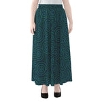 Blue Aboriginal Dot Pattern Print Chiffon Maxi Skirt