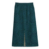 Blue Aboriginal Dot Pattern Print Cotton Front Slit Maxi Skirt