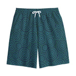 Blue Aboriginal Dot Pattern Print Cotton Shorts
