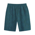 Blue Aboriginal Dot Pattern Print Cotton Shorts