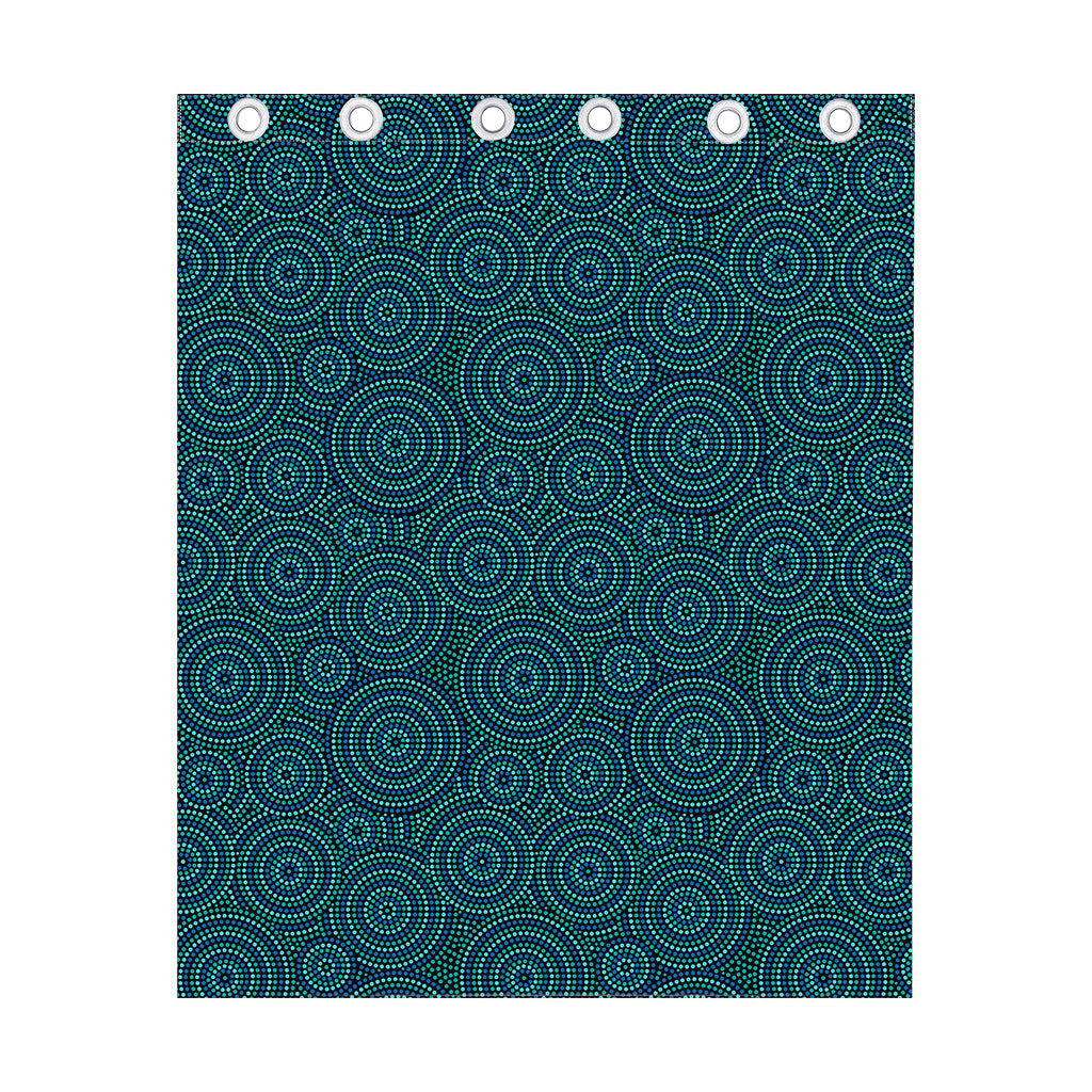 Blue Aboriginal Dot Pattern Print Curtain
