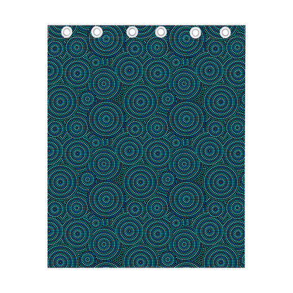 Blue Aboriginal Dot Pattern Print Curtain