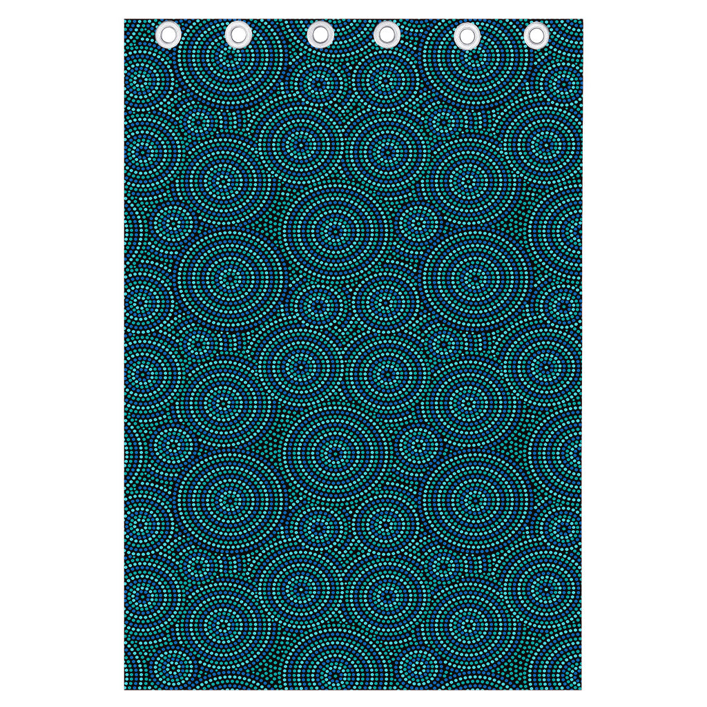 Blue Aboriginal Dot Pattern Print Curtain