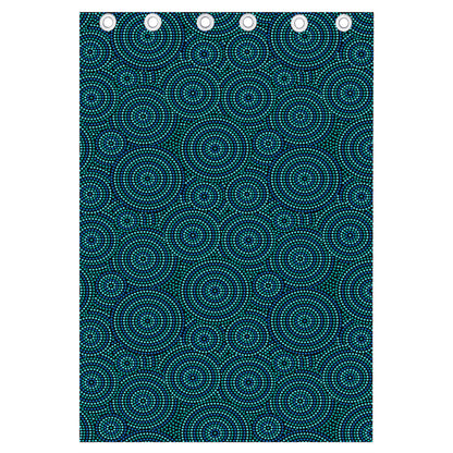 Blue Aboriginal Dot Pattern Print Curtain