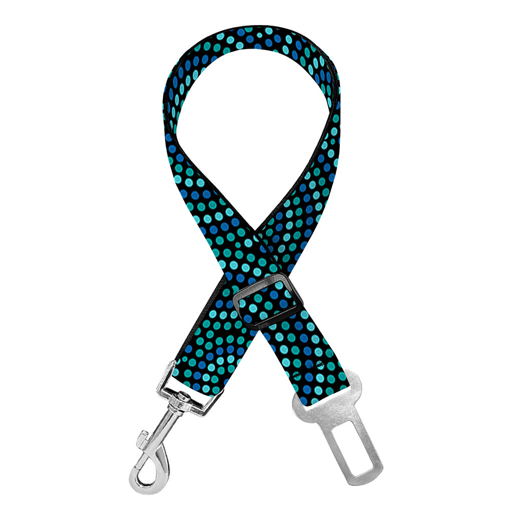 Blue Aboriginal Dot Pattern Print Dog Seat Belt