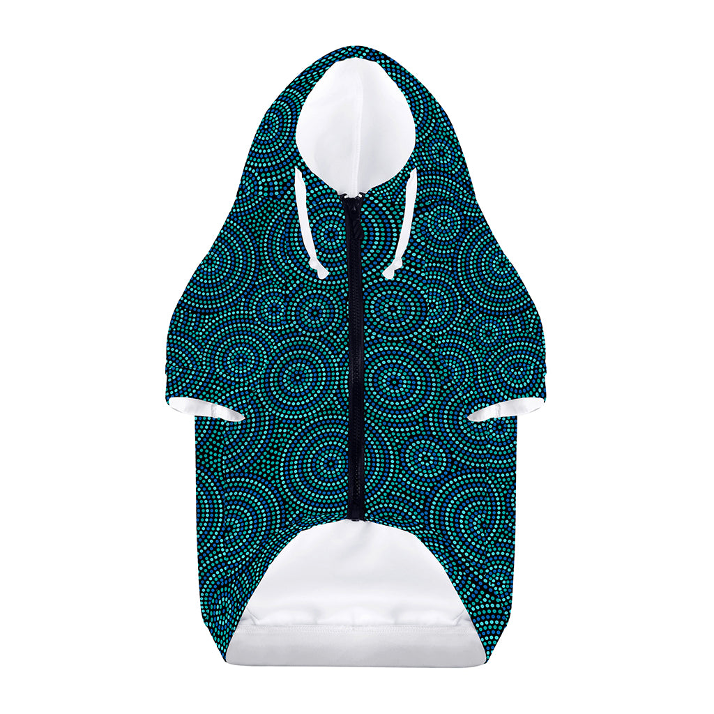 Blue Aboriginal Dot Pattern Print Dog Zip Up Hoodie