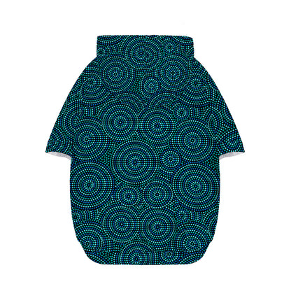 Blue Aboriginal Dot Pattern Print Dog Zip Up Hoodie