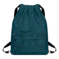 Blue Aboriginal Dot Pattern Print Drawstring Backpack