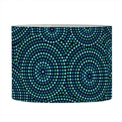 Blue Aboriginal Dot Pattern Print Drum Lamp Shade