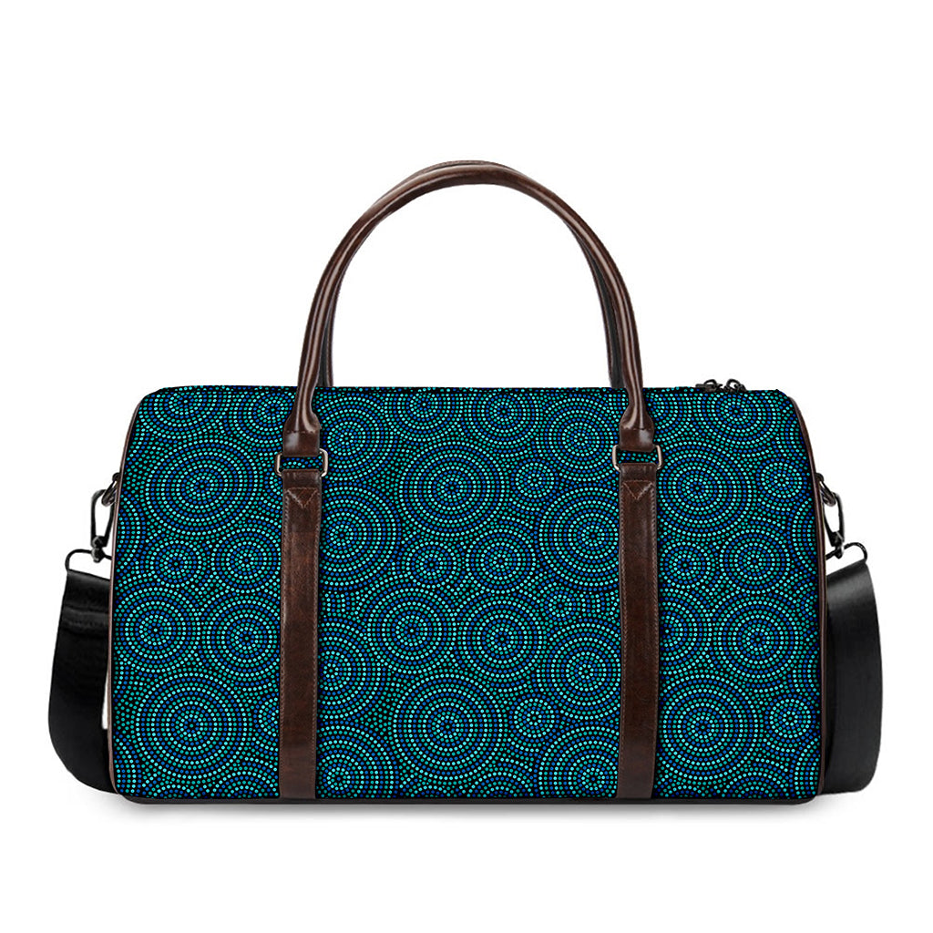 Blue Aboriginal Dot Pattern Print Duffle Bag