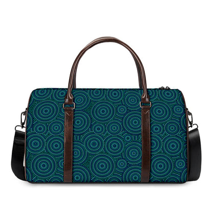 Blue Aboriginal Dot Pattern Print Duffle Bag