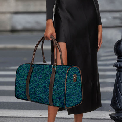 Blue Aboriginal Dot Pattern Print Duffle Bag