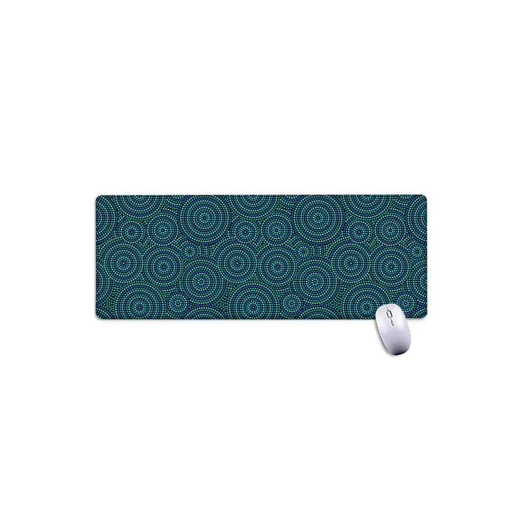 Blue Aboriginal Dot Pattern Print Extended Mouse Pad